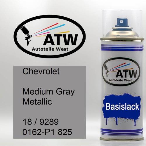 Chevrolet, Medium Gray Metallic, 18 / 9289 0162-P1 825: 400ml Sprühdose, von ATW Autoteile West.